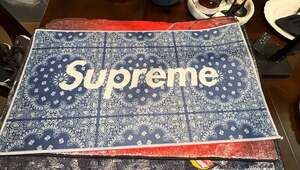 Supreme Blue Bandana Paisley Logo Area Rug Streetwear Hypebeast Room Decor